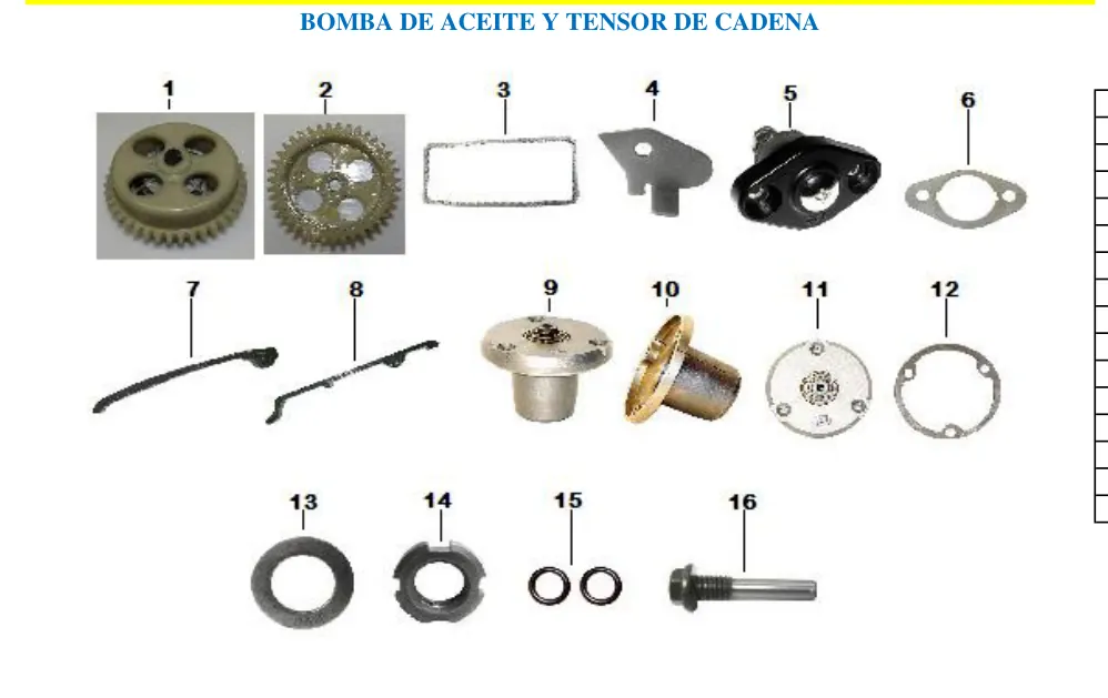 Diagrama Bomba de aceite y tensor de cadena Yakuza Sport Carabela