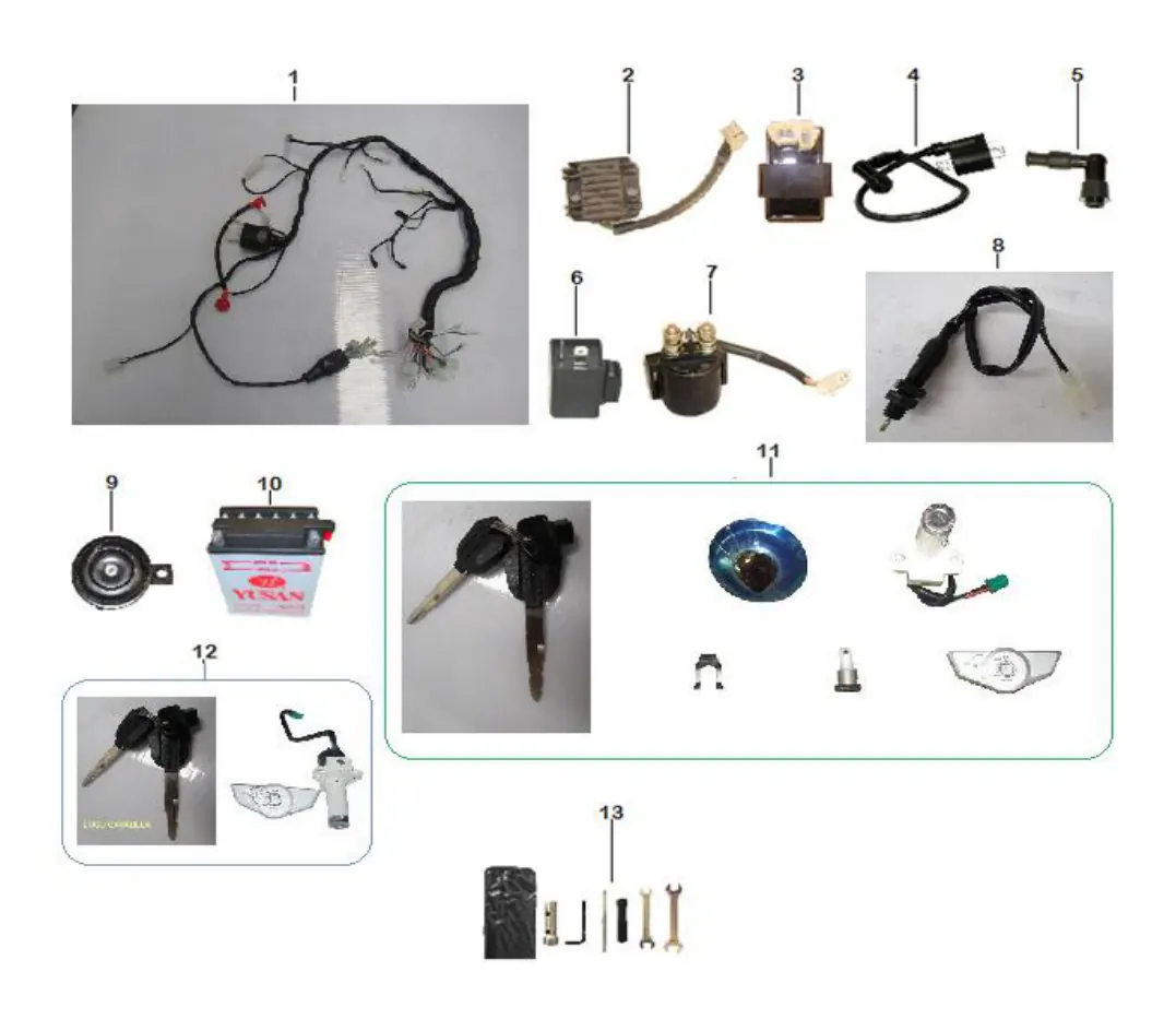Diagrama Sistema electrico y componentes Bat 150